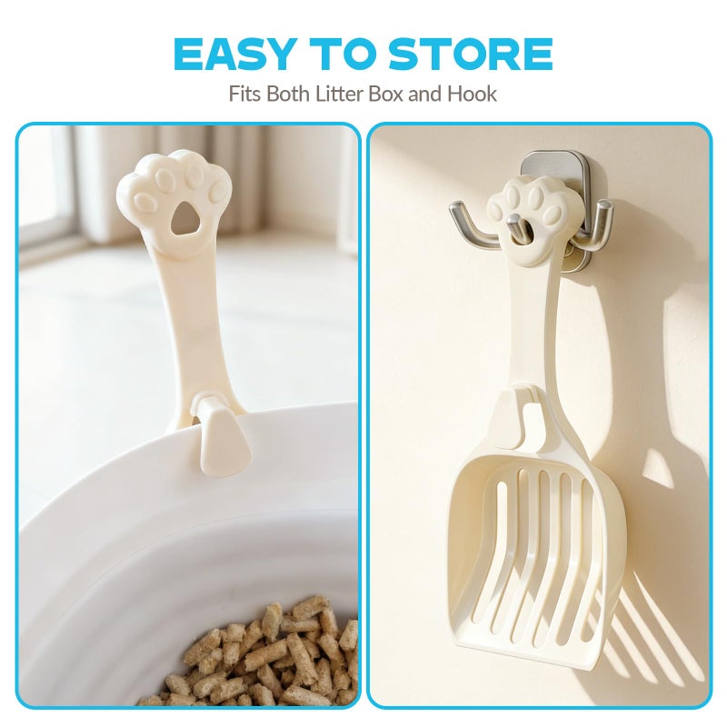 Depets Cat Litter Scoop, Litter Scoop with Wide Slats, Kitty Litter Scooper for Pine Pellets, Durable Plastic Litter Sifter Scoop - Designed for Easy Sifting, Milky White - Image 5